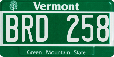 VT license plate BRD258