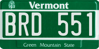 VT license plate BRD551