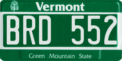 VT license plate BRD552