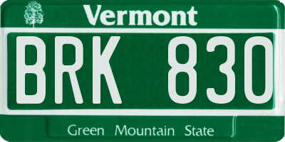 VT license plate BRK830
