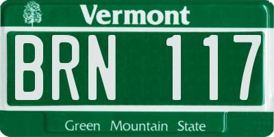 VT license plate BRN117
