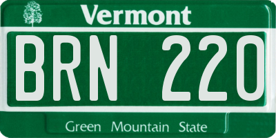 VT license plate BRN220