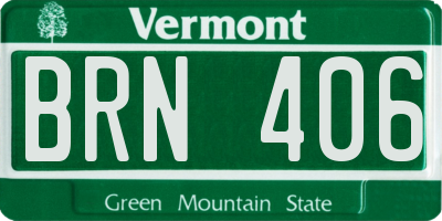 VT license plate BRN406