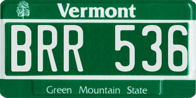 VT license plate BRR536