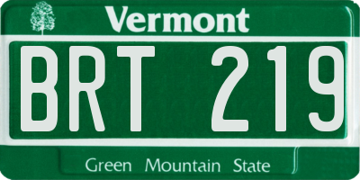 VT license plate BRT219