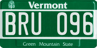VT license plate BRU096