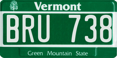 VT license plate BRU738