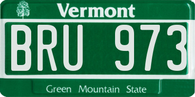 VT license plate BRU973