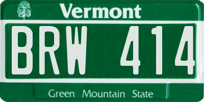 VT license plate BRW414