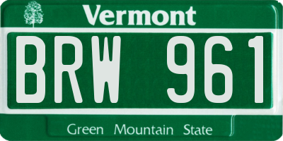 VT license plate BRW961