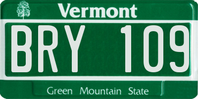 VT license plate BRY109