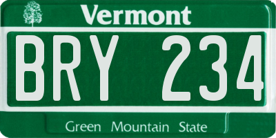 VT license plate BRY234