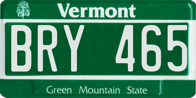 VT license plate BRY465