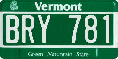 VT license plate BRY781