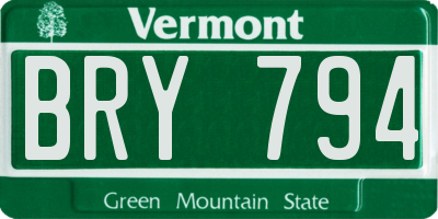 VT license plate BRY794
