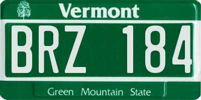 VT license plate BRZ184