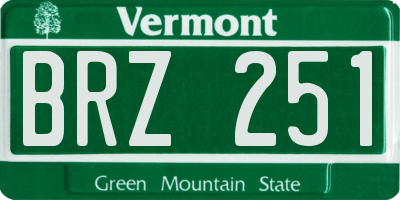 VT license plate BRZ251