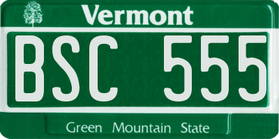 VT license plate BSC555