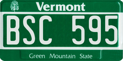 VT license plate BSC595