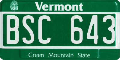 VT license plate BSC643
