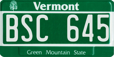 VT license plate BSC645