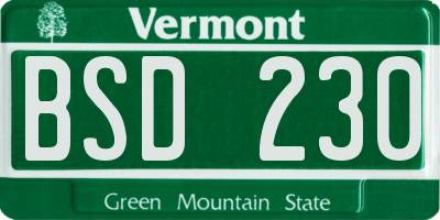 VT license plate BSD230