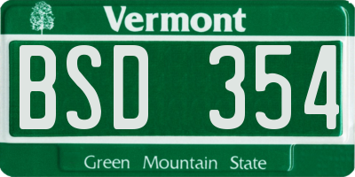 VT license plate BSD354