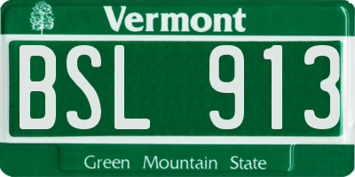 VT license plate BSL913