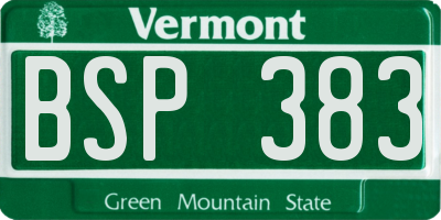 VT license plate BSP383
