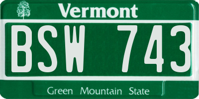 VT license plate BSW743