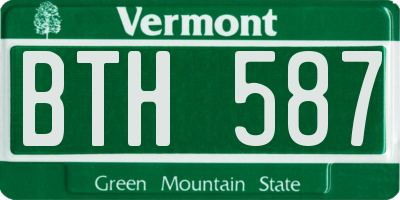 VT license plate BTH587