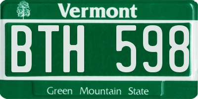 VT license plate BTH598