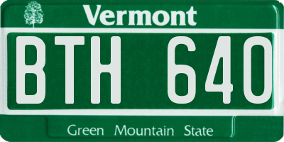VT license plate BTH640