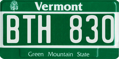 VT license plate BTH830