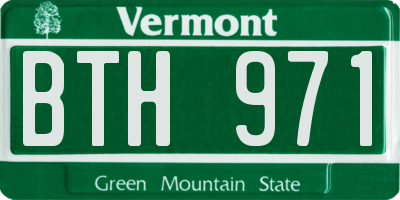 VT license plate BTH971