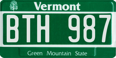 VT license plate BTH987