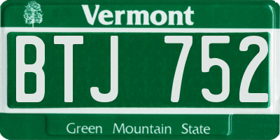 VT license plate BTJ752
