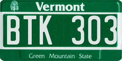 VT license plate BTK303