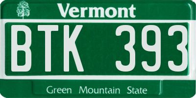 VT license plate BTK393