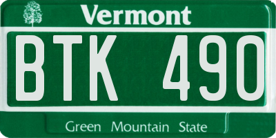 VT license plate BTK490
