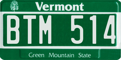 VT license plate BTM514