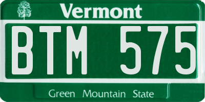 VT license plate BTM575