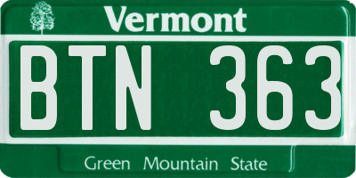 VT license plate BTN363