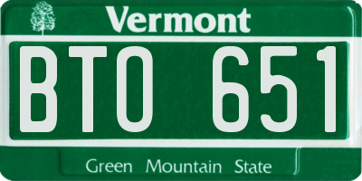 VT license plate BTO651