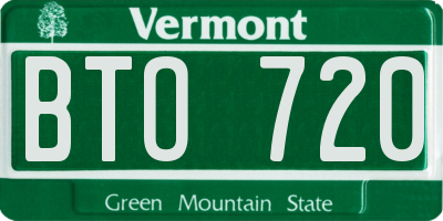 VT license plate BTO720