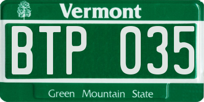 VT license plate BTP035