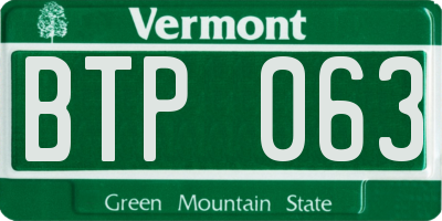 VT license plate BTP063