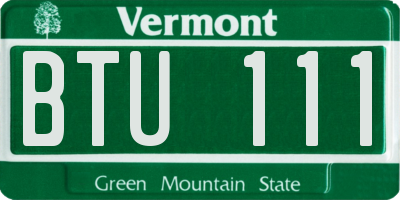 VT license plate BTU111