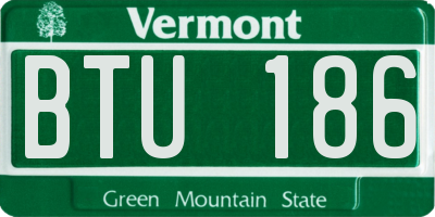 VT license plate BTU186