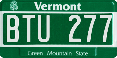 VT license plate BTU277
